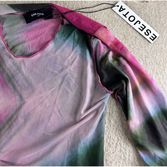 Esejota Azalea Mesh Sheer Short Dress Size Medium Long Bell Sleeves - Picture 7 of 9